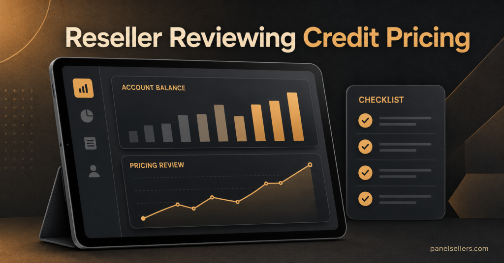 Reseller reviewing credit pricing on a dashboard